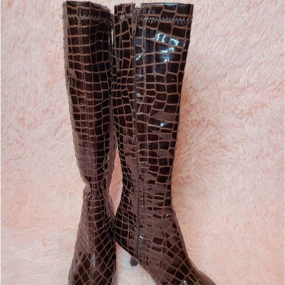 𝅺Diego Di Lucca Croc Embossed boot 6.5 B - Picture 3 of 15